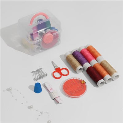 Набор для шитья в пластиковой коробке, цвет МИКС