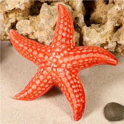 Декорация для аквариума "Морская звезда №22", красная, 12х11х2.5 см, микс