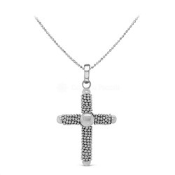 Колье крест из серебра родированное мкл-13959