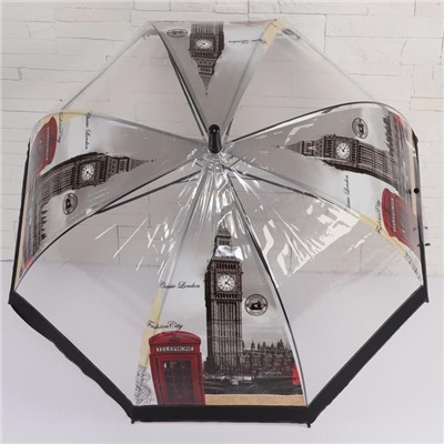 Зонт - трость полуавтоматический «Города», 8 спиц, R = 40 см, цвет МИКС