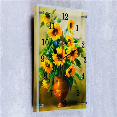 Часы настенные, серия: Цветы, "Желтые цветы в вазе", 30х40  см, микс