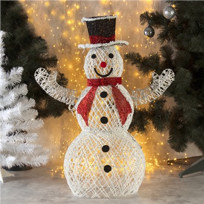 Светодиодная фигура «Снеговик» 55 × 85 × 35 см, металл, 220 В, свечение белое