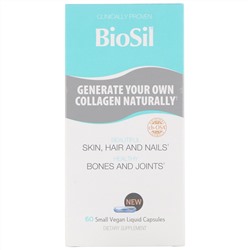 BioSil by Natural Factors, Улучшенный источник коллагена, 60 небольших вегетарианских капсул, заполненных жидкостью