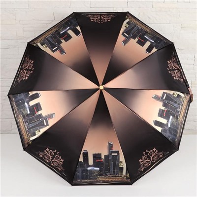 Зонт автоматический «Города», 3 сложения, 10 спиц, R = 52 см, цвет МИКС