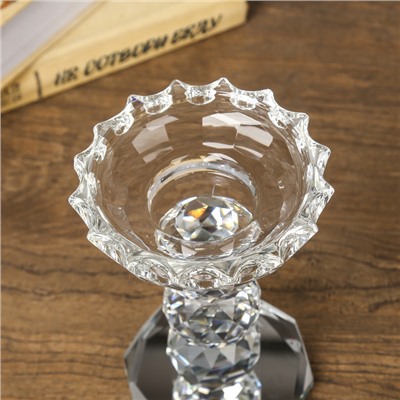 Подсвечник стекло на 1 свечу "Креманка, 3 кристалла" прозрачный 13,5х10х10 см
