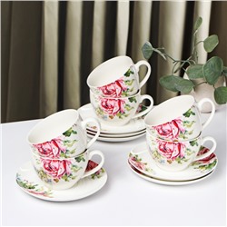 Сервиз чайный Доляна «Роза»,12 предметов: чашка 250 мл, блюдце d=15 см