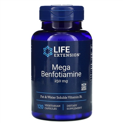 Life Extension, Мега-бенфотиамин, 250 мг, 120 вегетарианских капсул