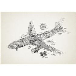 3D Фотообои «Самолет чертеж»