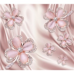 Фотошторы "Клевер с бриллиантами в нежно-розовых тонах"