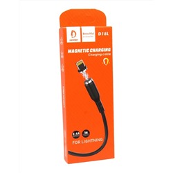 Кабель USB - Lightning DENMEN D18L магнитный (черный) 1м