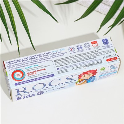 Зубная паста R.O.C.S. для детей, фруктовый рожок, без фтора, 45 г