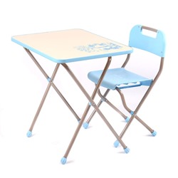 Комплект детской мебели с рисунком в стиле "Ретро", цвет голубой