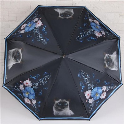 Зонт полуавтоматический «Кошки», 3 сложения, 8 спиц, R = 50, цвет МИКС