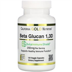 California Gold Nutrition, Бета-глюкан 1-3D с Beta-ImmuneShield, 250 мг на порцию, 120 растительных капсул