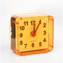 Будильник "Квадрат", дискретный ход, d=5.5 см, 5.5 х 5.5 см, оранжевый