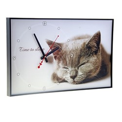 Часы-картина настенные, серия: Животные, "Серая кошка", плавный ход, 57 х 35 х 4 см, микс