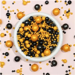 Драже зерновое в цветной кондитерской глазури «Жемчуг» чёрный, золото, 50 г