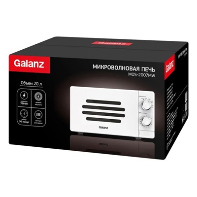 Микроволновая печь Galanz MOS-2007MW, 700 Вт, 20 л, белая