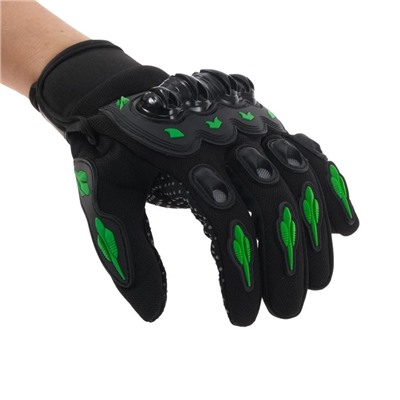 Перчатки для езды на мототехнике, с защитными вставками, пара, размер М, черно-зеленый