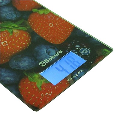 Весы кухонные Sakura SA-6075B, до 8 кг, электронные, ягоды