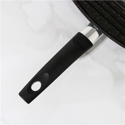 Сковорода-гриль квадратная Granit ultra, 28×28 см , съёмная ручка, стеклянная крышка, антипригарное покрытие, цвет чёрный