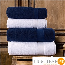 Набор 4 полотенца William Roberts Aberdeen, Brilliant White (Белый) + Majesty Blue (Темно-синий/Синий) 50х90/2 шт+70х140/2 шт см