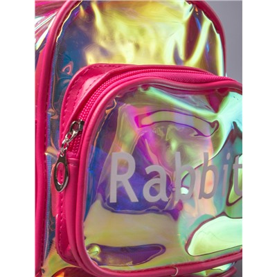 Рюкзак для девочки, два отдела, ушки, ярко-розовый
