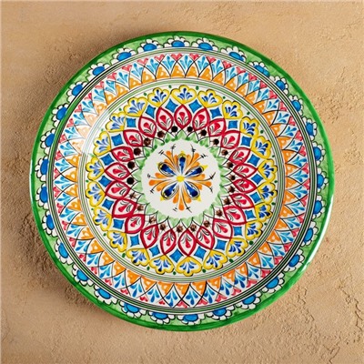 Тарелка Риштанская Керамика "Узоры",  27 см, разноцветная