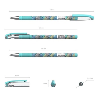 Ручка шариковая ErichKrause ColorTouch Emerald Wave, узел 0.7 мм, чернила синие
