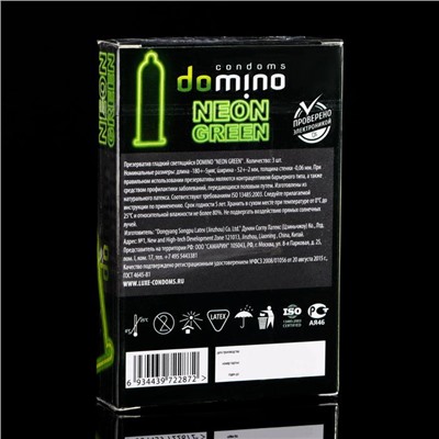 Презервативы Domino neon green, 3 шт.