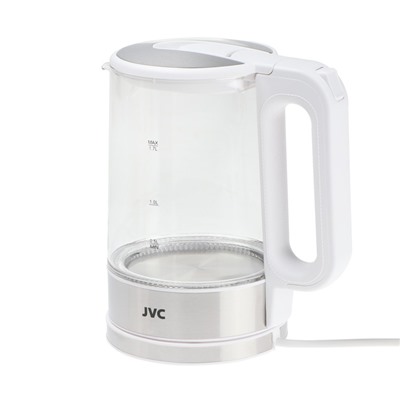 Чайник электрический jvc JK-KE1520, стекло, 1.7 л, 2200 Вт, серебристо-белый
