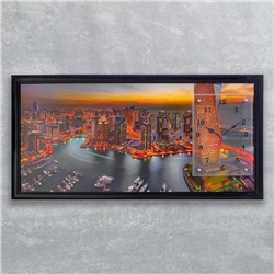 Часы-картина настенные, серия: Город, "Дубай", 50 х 100 см, микс