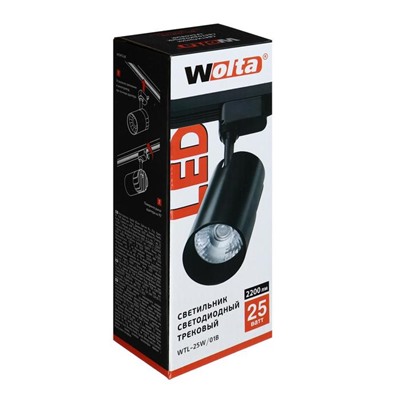 Трековый светодиодный светильник WOLTA WTL-25W/01B, 25 Вт, 4000 К, 2200 Лм, IP40, черный