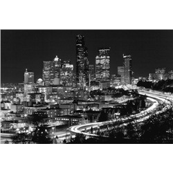 3D Фотообои «Ночной город черно-белые»