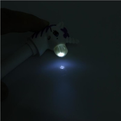 Ручка-фонарь со звуком "Единорожек" 15 см, синие чернила, микс