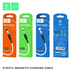 Кабель USB - Lightning DENMEN D18L магнитный (белый) 1м