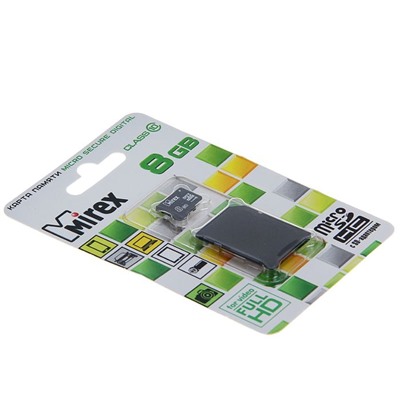 Карта памяти microSD Mirex 8 Gb class 10, с адаптером