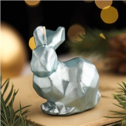 Свеча фигурная новогодняя "Кролик.Геометрия",5,5х5,6 см, голубой металлик
