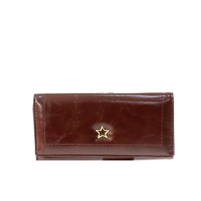 Стильный женский кошелек Star из эко-кожи шоколадного цвета.