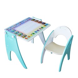 Набор детской мебели «Буквы-цифры»: парта-мольберт, стульчик, цвет бирюзовый жемчуг