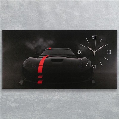 Часы-картина настенные, серия: Автомобили, "Чёрный спорткар", 50 х 100 см, микс