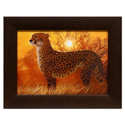Картина "Леопард на охоте" 20х15 (23х17) см