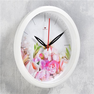 Часы настенные "Нежные цветы" d=22 см, плавный ход