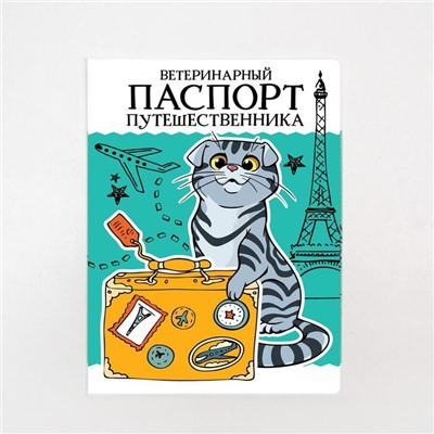 Обложка для ветеринарного паспорта кошки «Паспорт путешественника» и памятка