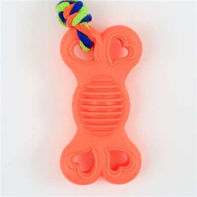 Игрушка жевательная с канатом "Косточка на привязи", 9,5 см, розовая