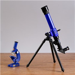 Набор обучающий "Опыт": телескоп настольный , сменные линзы 20х/ 30х/ 40х, микроскоп 100х/ 200х/ 450х, инструменты для исследования