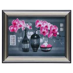 Картина "Розовые орхидеи на сером" 13х18(16х21) см