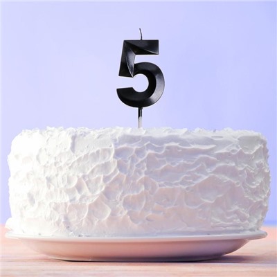 Свеча в торт цифра "5" , черная, 3,5 х 12 см