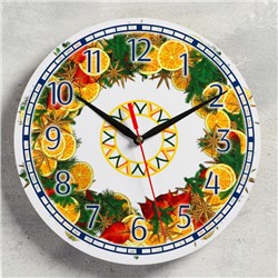 Часы настенные, серия: Новый год, "Апельсины", d=24 см, плавный ход