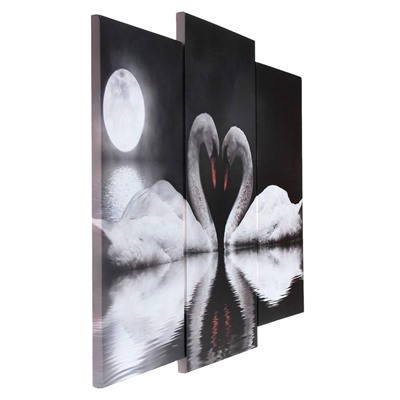 Модульная картина "Лебеди под луной"  (2-25х52; 1-30х60) 60х80 см